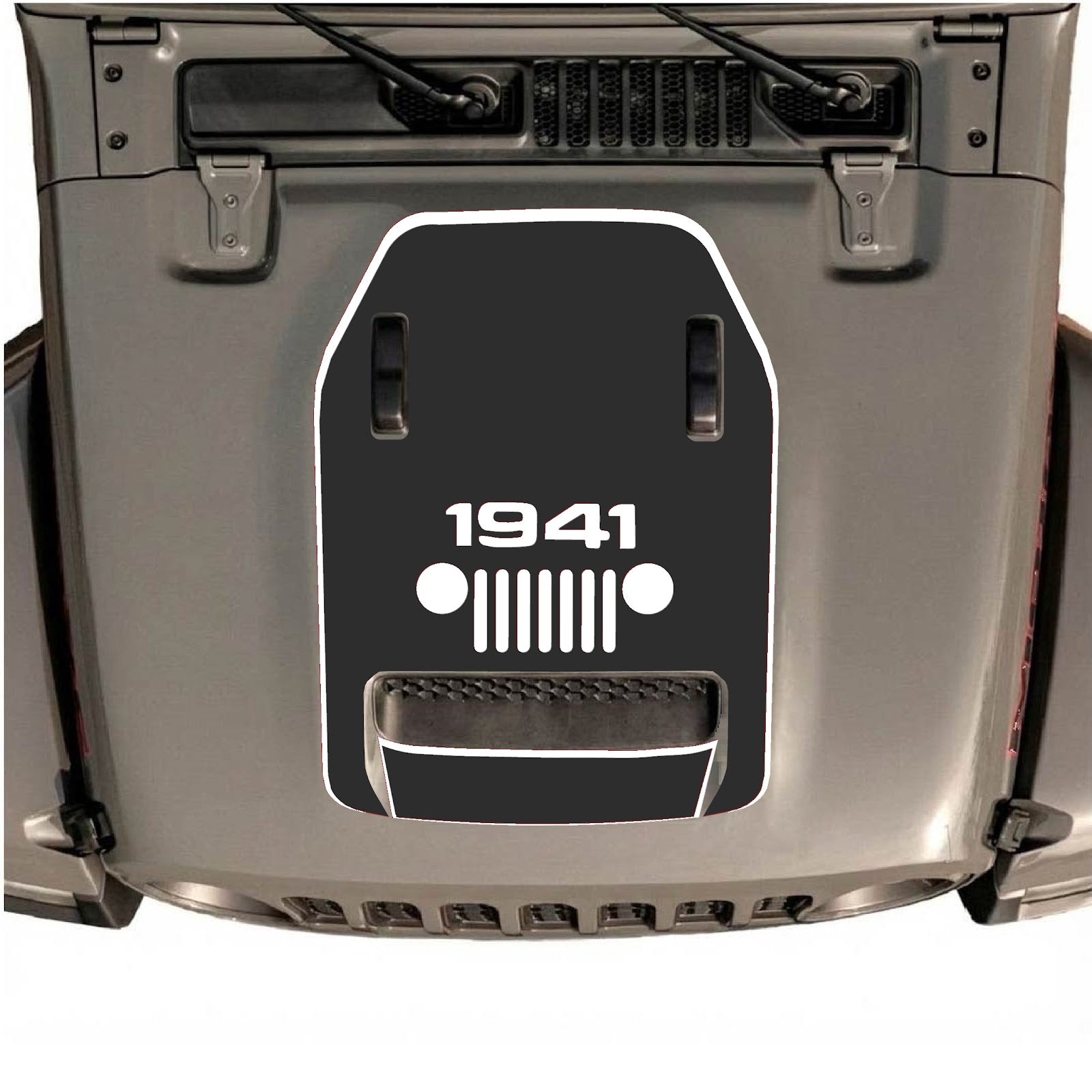 CarCode hood decal for Jeep Wrangler JL/JLU Rubicon 392 and JT Gladiator Mojave 2020-2026, stylish decal design on vehicle hood