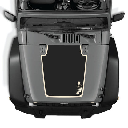CarCode Jeep Wrangler JK hood decal style #40, black graphic sticker for 2007-2018 Jeep JK and JKU models.
