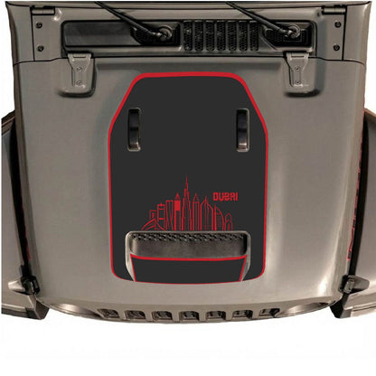 CarCode hood decal for Jeep Wrangler JL/JLU Rubicon 392 and JT Gladiator Mojave 2020-2026, style #13, shown on vehicle hood