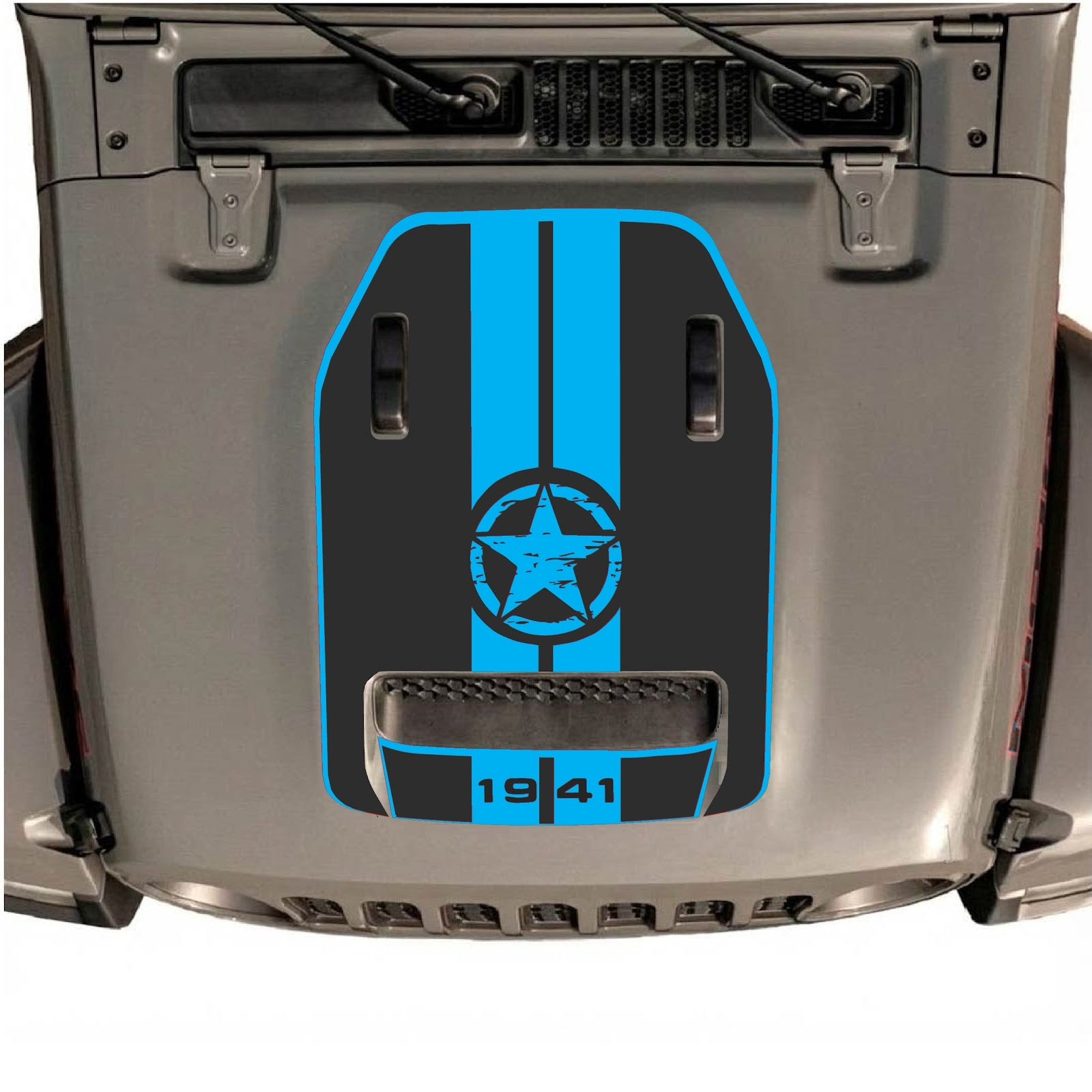 CarCode hood decal for Jeep Wrangler JL/JLU Rubicon 392 and JT Gladiator Mojave 2020-2026, style #05, shown on vehicle hood.