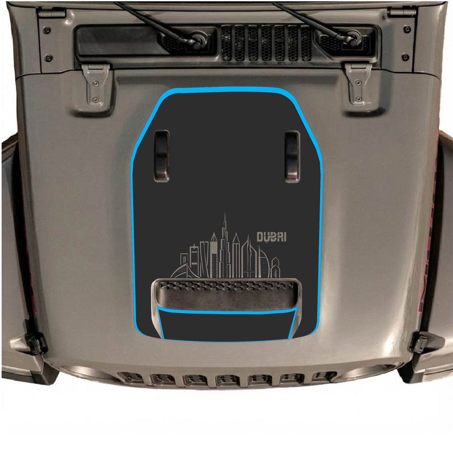 CarCode hood decal for Jeep Wrangler JL/JLU Rubicon 392 and JT Gladiator Mojave 2020-2026, stylish graphic design on the hood