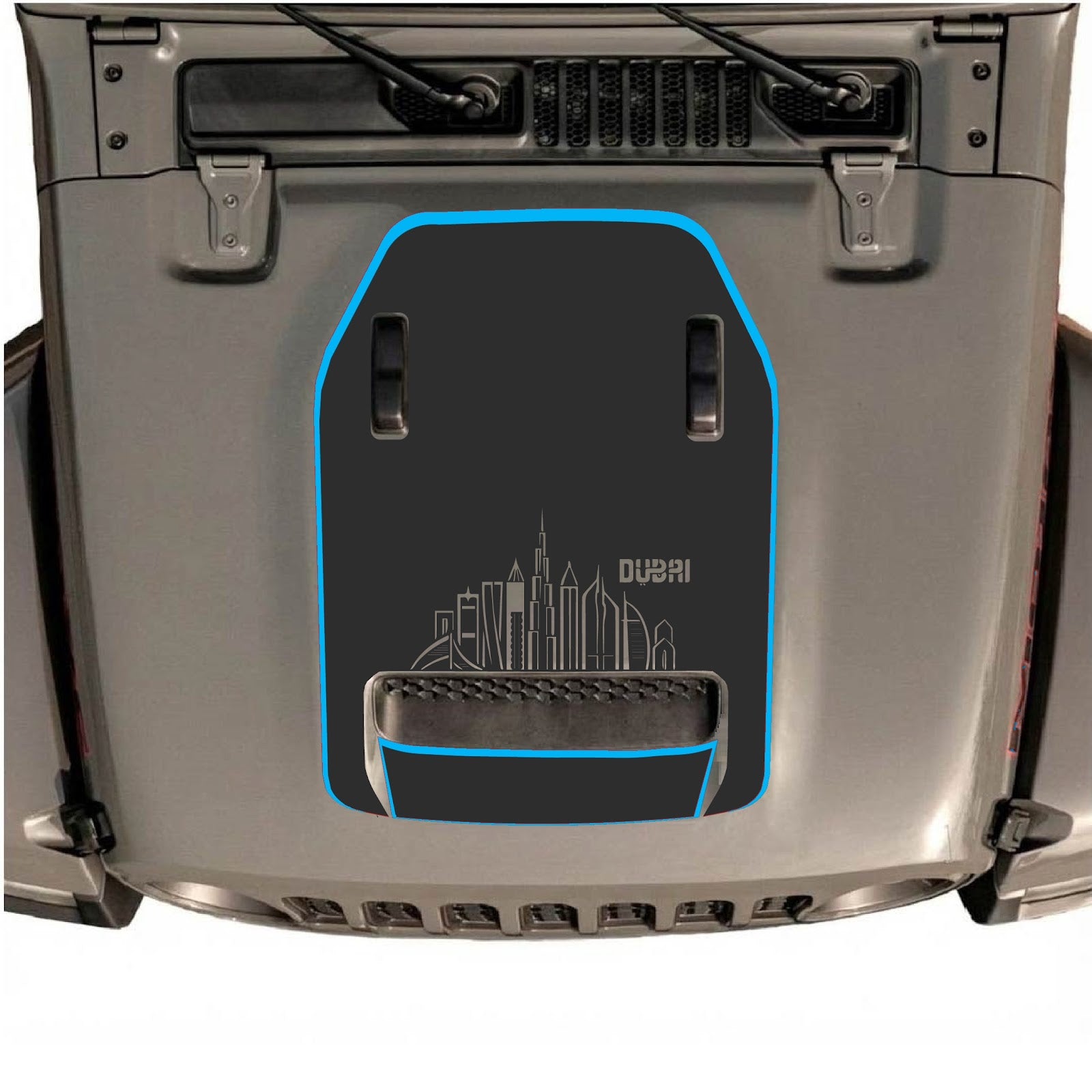 CarCode hood decal for Jeep Wrangler JL/JLU Rubicon 392 and JT Gladiator Mojave 2020-2026, stylish graphic design on the hood