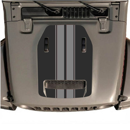 CarCode hood decal for Jeep Wrangler JL/JLU Rubicon 392 and JT Gladiator Mojave 2020-2026, style #12, shown on vehicle hood.