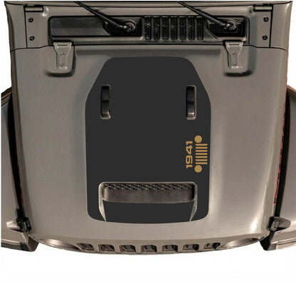 Jeep Wrangler JL/JLU Rubicon 392 and JT Gladiator Mojave hood decal by CarCode, style #56, shown on vehicle's hood.