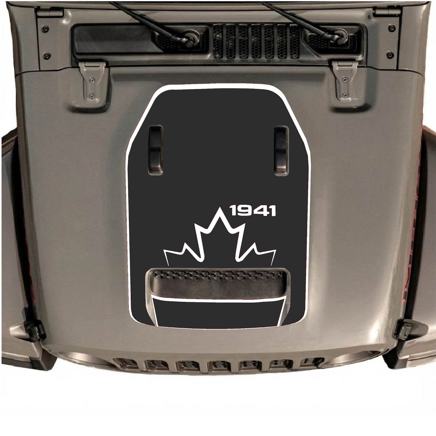 CarCode hood decal for Jeep Wrangler JL/JLU Rubicon 392 and JT Gladiator Mojave 2020-2026, style #17, shown on vehicle hood