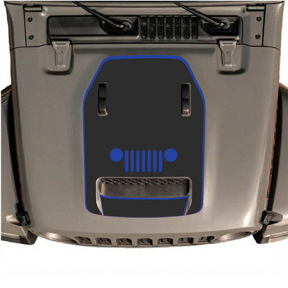 CarCode hood decal for Jeep Wrangler JL/JLU Rubicon 392 and Gladiator Mojave, style #49, in black and gray design on vehicle hood.