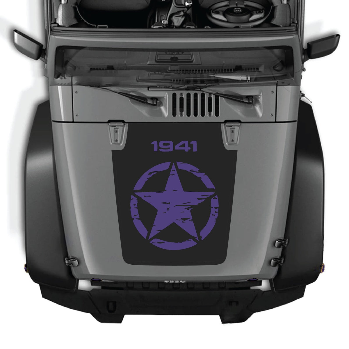 CarCode hood decal for Jeep Wrangler JK/JKU 2007-2018, Style #26, featuring bold graphic design on the vehicle's hood.