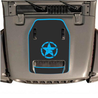 CarCode hood decal for Jeep Wrangler JL/JLU Rubicon 392 and Jeep Gladiator Mojave, style #45, in black vinyl design.