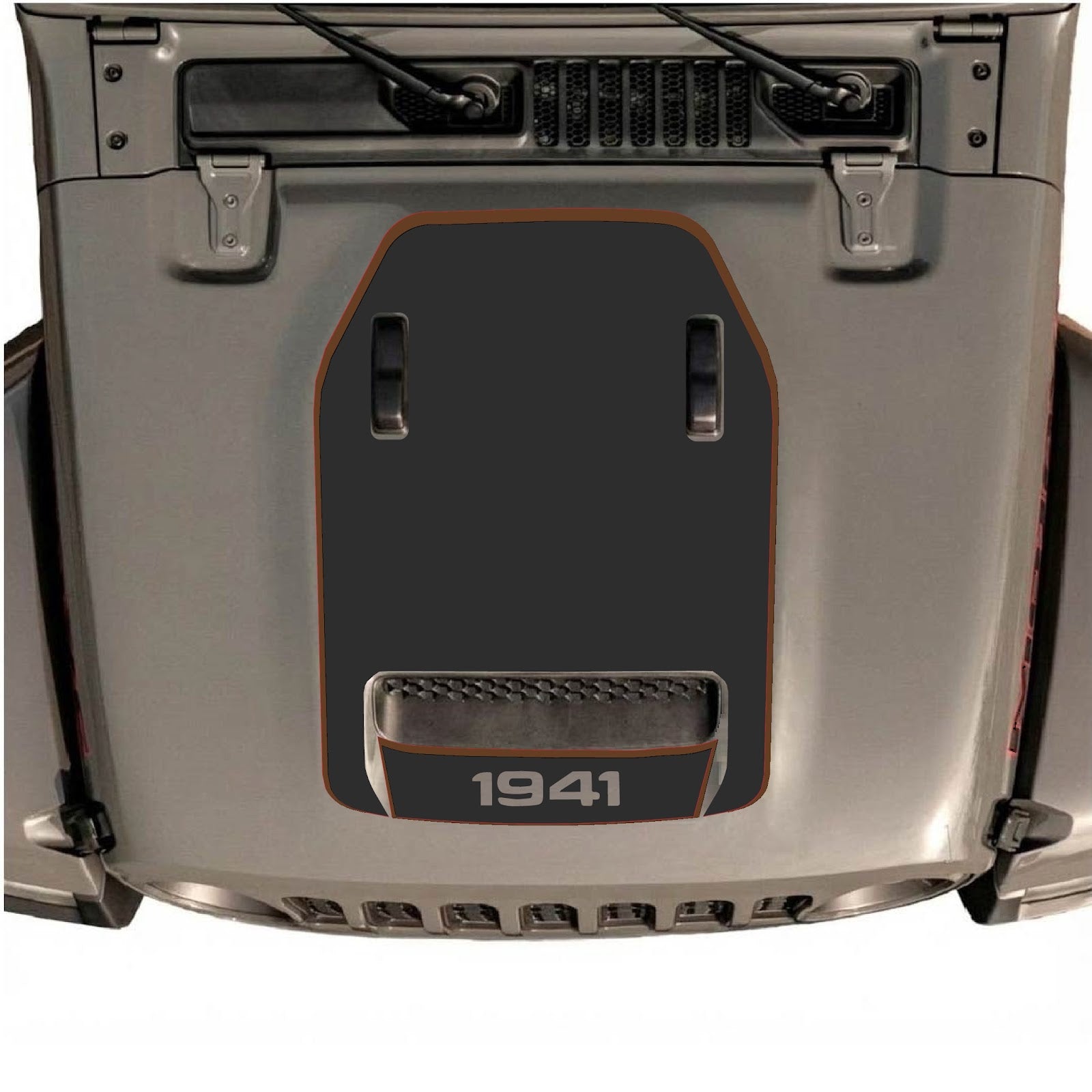 CarCode hood decal for Jeep Wrangler JL/JLU Rubicon 392 and JT Gladiator Mojave 2020-2026, stylish vehicle decal design.