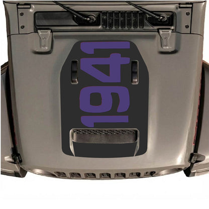 CarCode hood decal for Jeep Wrangler JL/JLU Rubicon 392 and JT Gladiator Mojave, style #02, black and white graphic design.