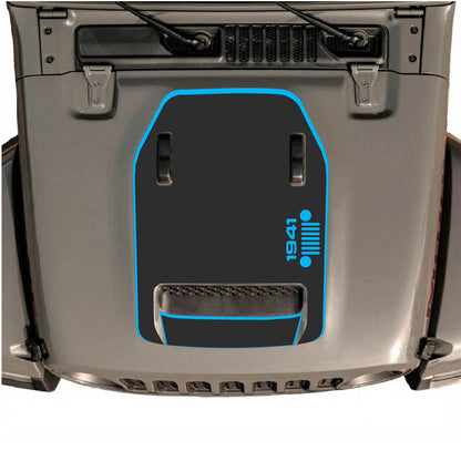 CarCode hood decal for Jeep Wrangler JL/JLU Rubicon 392 and JT Gladiator Mojave 2020-2026, style #55, shown on vehicle hood.
