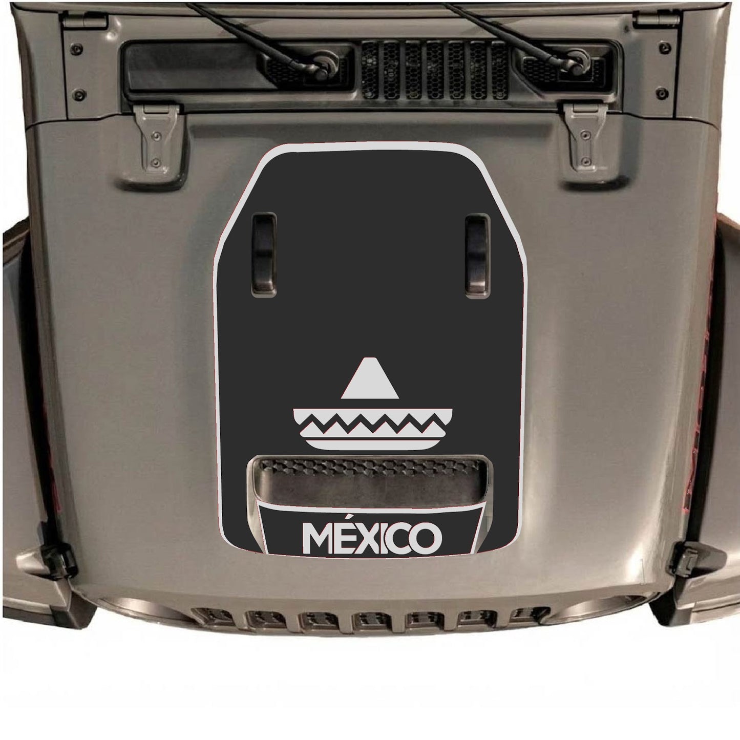 CarCode hood decal for Jeep Wrangler JL/JLU Rubicon 392 and JT Gladiator Mojave 2020-2026, style #15, shown on vehicle hood.