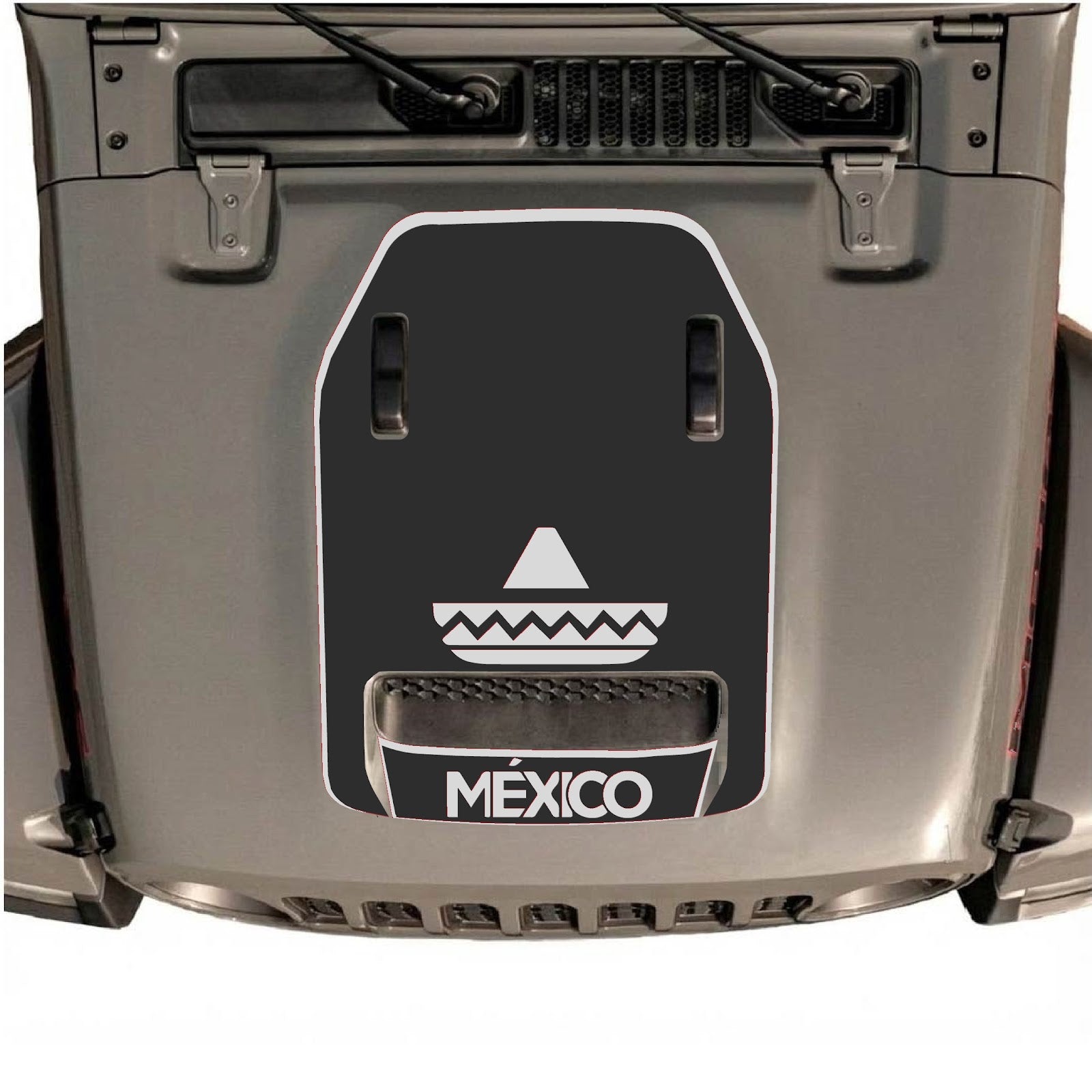 CarCode hood decal for Jeep Wrangler JL/JLU Rubicon 392 and JT Gladiator Mojave 2020-2026, style #15, shown on vehicle hood.