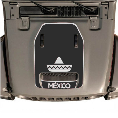 CarCode hood decal for Jeep Wrangler JL/JLU Rubicon 392 and JT Gladiator Mojave 2020-2026, style #15, shown on vehicle hood.