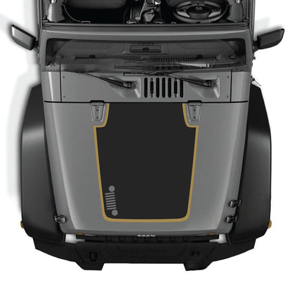 CarCode hood decal for Jeep Wrangler JK/JKU 2007-2018, style #81, shown on the vehicle's hood in the image.