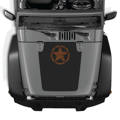 Jeep Wrangler JK/JKU hood decal by CarCode, Style #45, black and white design applied to the hood of a 2007-2018 Jeep Wrangler.