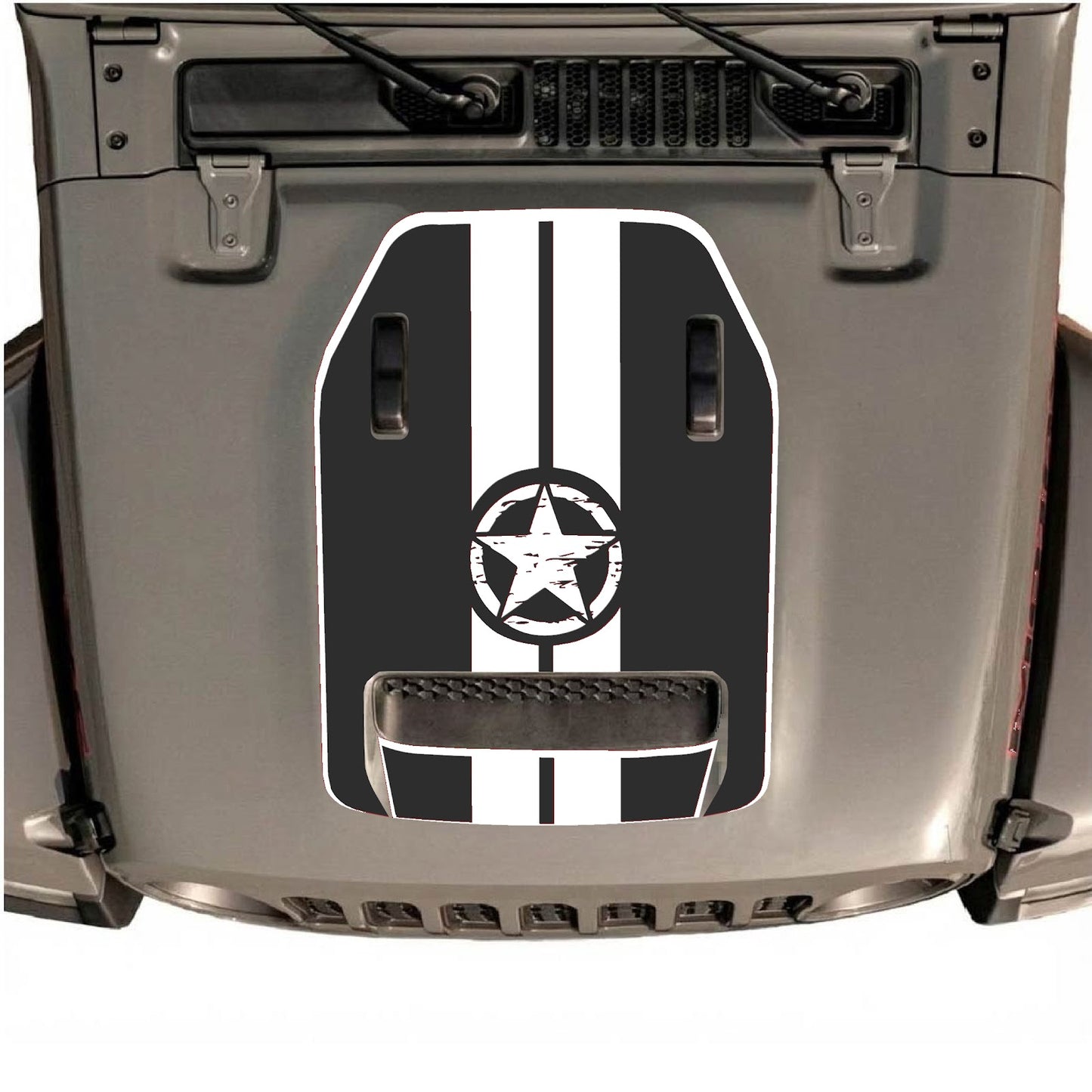 CarCode hood decal for Jeep Wrangler JL/JLU Rubicon 392 and Gladiator Mojave, style #09, featuring bold graphic design on vehicle hood.