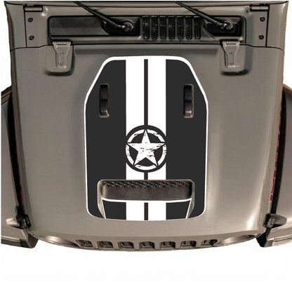 CarCode hood decal for Jeep Wrangler JL/JLU Rubicon 392 and Gladiator Mojave, style #09, featuring bold graphic design on vehicle hood.