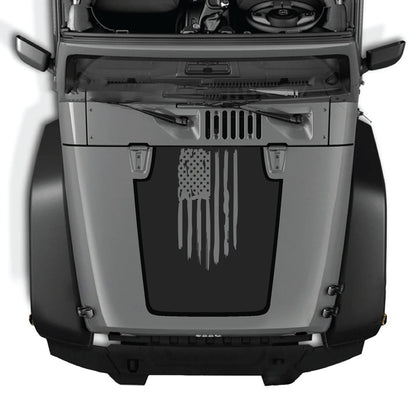 CarCode Jeep Wrangler JK/JKU hood decal in style #67, black and gray graphic design on the vehicle's hood