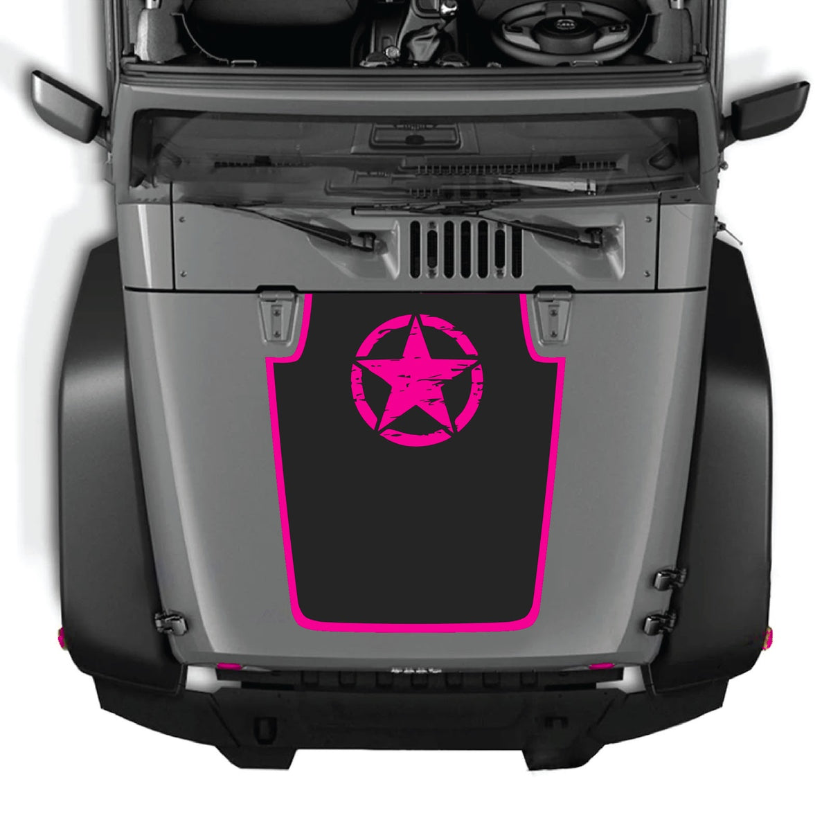 CarCode hood decal for Jeep Wrangler JK/JKU 2007-2018, style #52, featuring a sleek design on the vehicle's hood.