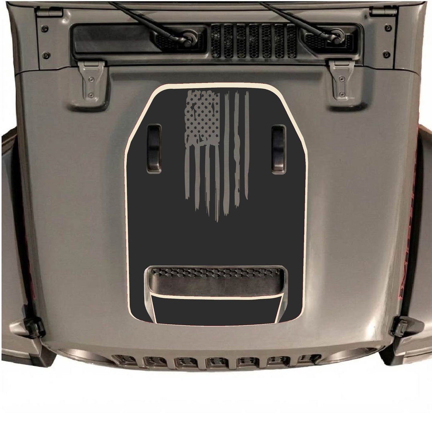 CarCode hood decal for Jeep Wrangler JL/JLU Rubicon 392 and JT Gladiator Mojave 2020-2026, style #84, shown on vehicle hood.