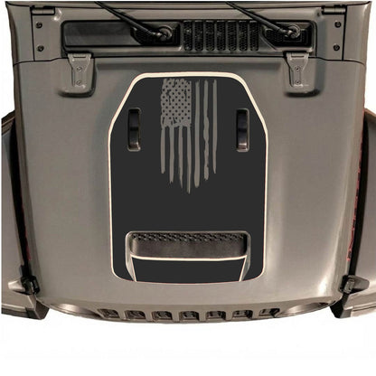 CarCode hood decal for Jeep Wrangler JL/JLU Rubicon 392 and JT Gladiator Mojave 2020-2026, style #84, shown on vehicle hood.