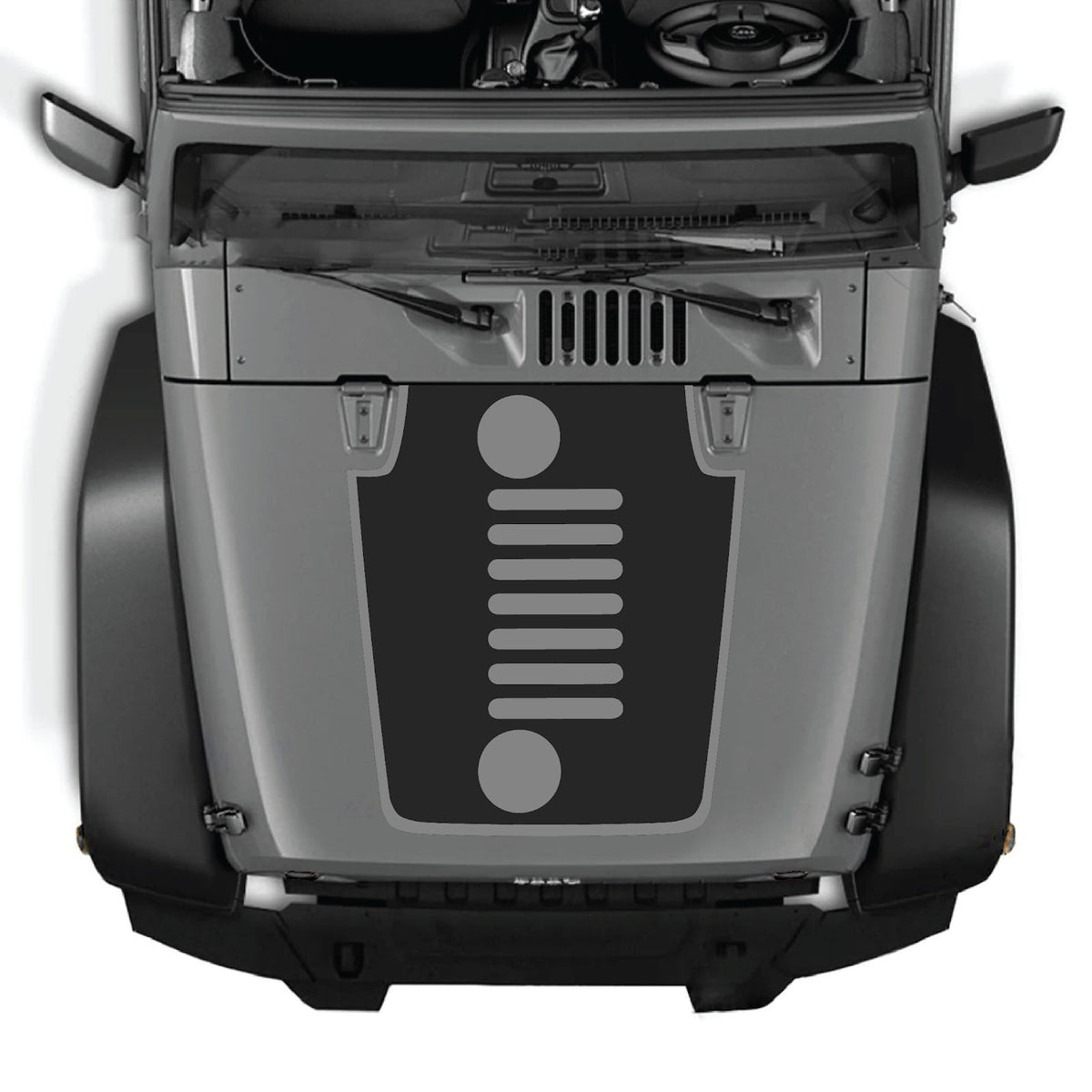 CarCode hood decal for Jeep Wrangler JK/JKU 2007-2018, style #50, featuring a sleek, custom graphic on the vehicle's hood.