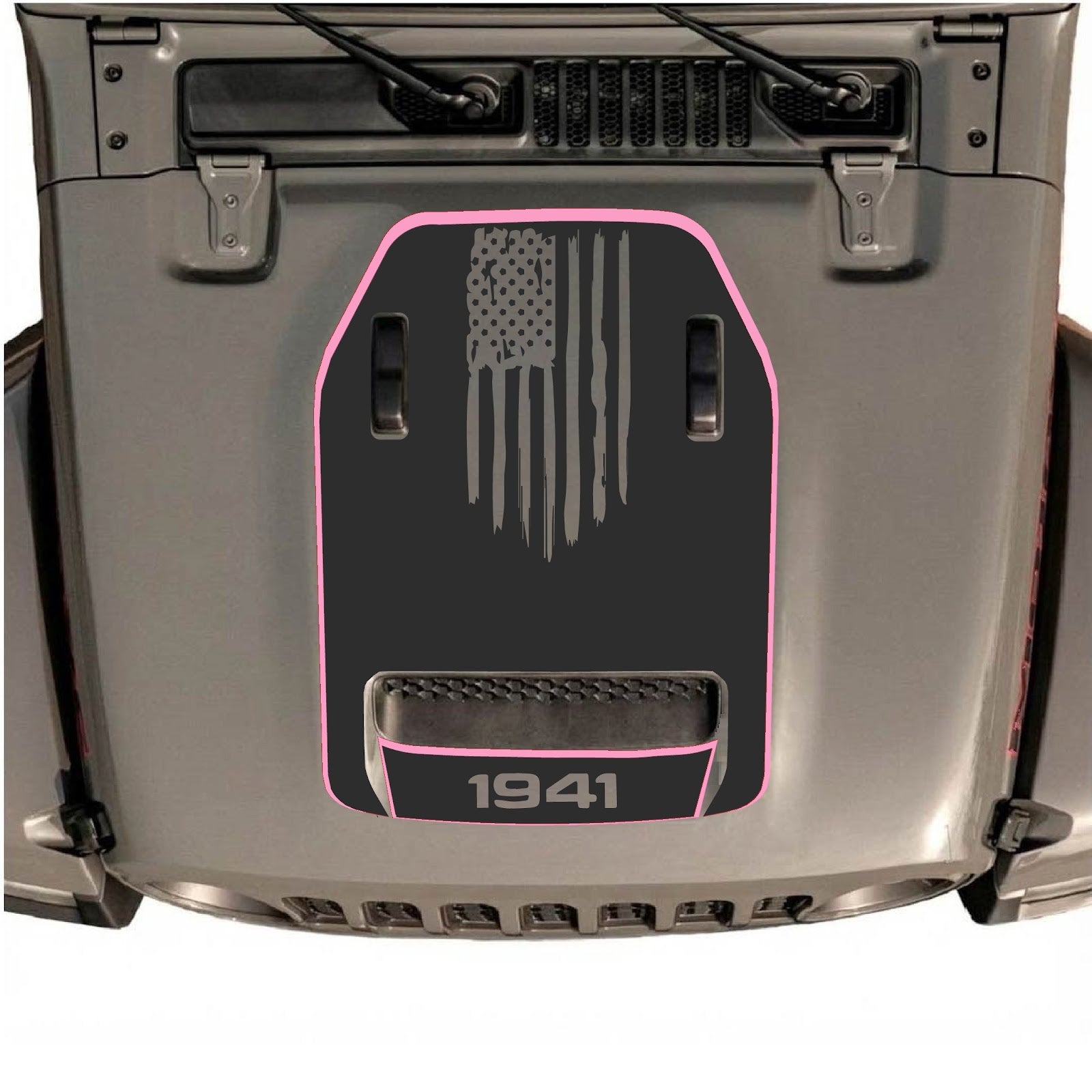 CarCode hood decal for Jeep Wrangler JL/JLU Rubicon 392 and JT Gladiator Mojave 2020-2026, style #83, shown on vehicle hood.
