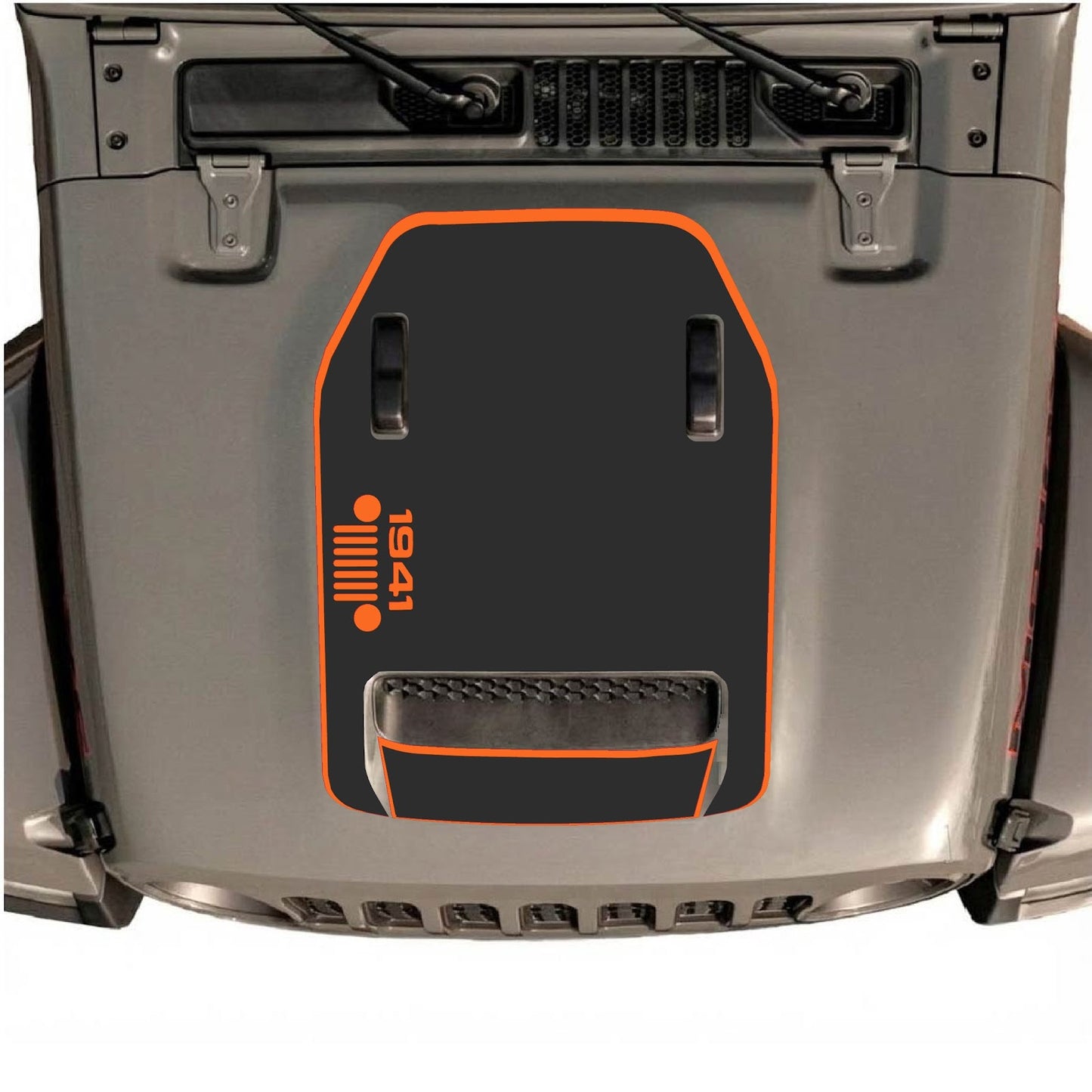 CarCode hood decal for Jeep Wrangler JL/JLU Rubicon 392 and JT Gladiator Mojave, style #51, shown on vehicle hood.