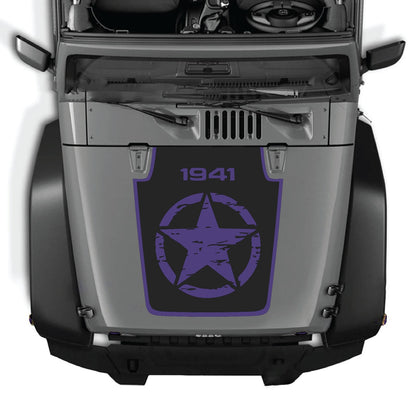 Jeep Wrangler JK/JKU hood decal by CarCode, Style #30, black and gray design on the vehicle's hood