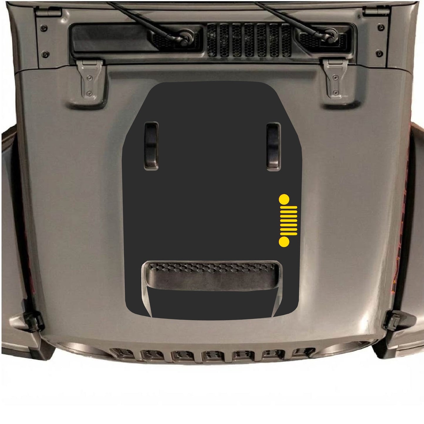 CarCode Jeep Wrangler JL/JLU Rubicon 392 and JT Gladiator Mojave hood decal in style #58, shown on vehicle hood.