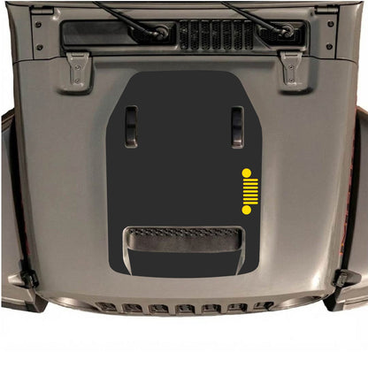 CarCode Jeep Wrangler JL/JLU Rubicon 392 and JT Gladiator Mojave hood decal in style #58, shown on vehicle hood.