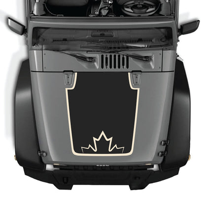 CarCode Jeep Wrangler JK/JKU hood decal, style #19, in black and white design, fits 2007-2018 models, enhances exterior appearance.