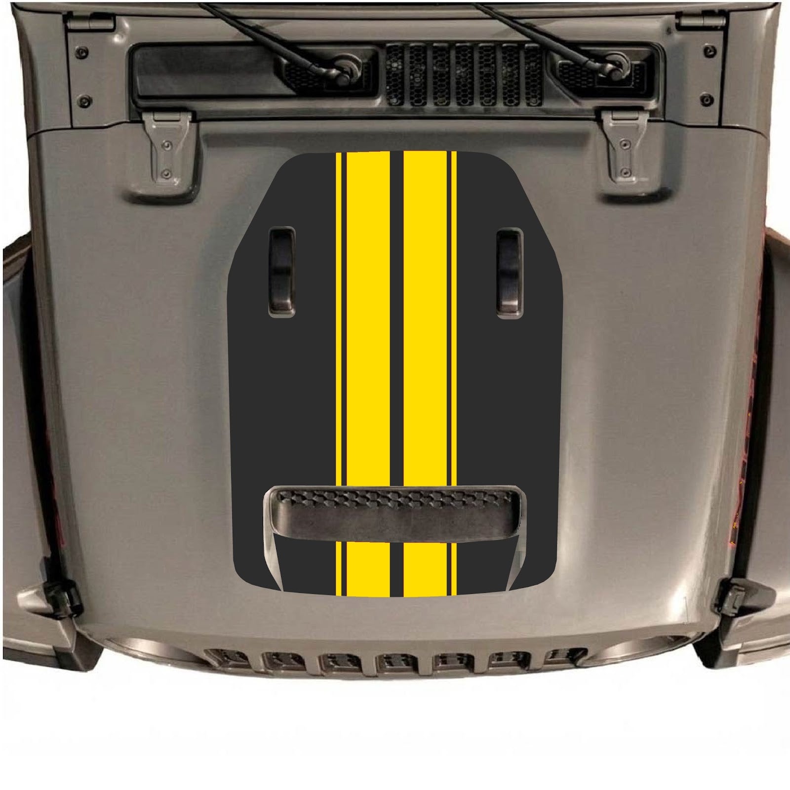 CarCode hood decal for Jeep Wrangler JL/JLU Rubicon 392 and JT Gladiator Mojave 2020-2026, style #12, shown on vehicle hood