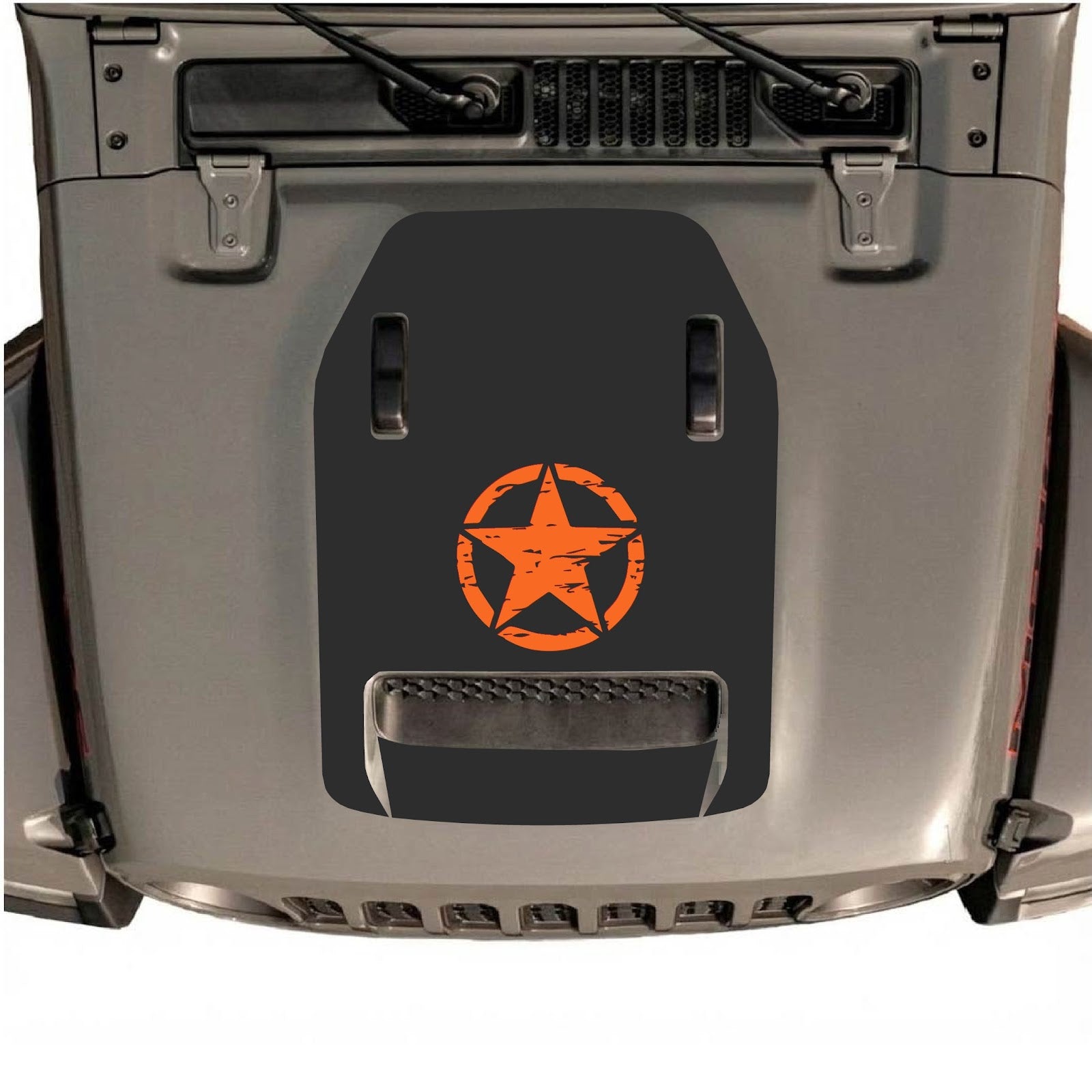 CarCode hood decal for Jeep Wrangler JL/JLU Rubicon 392 and JT Gladiator Mojave 2020-2026, style #46, shown on vehicle hood.