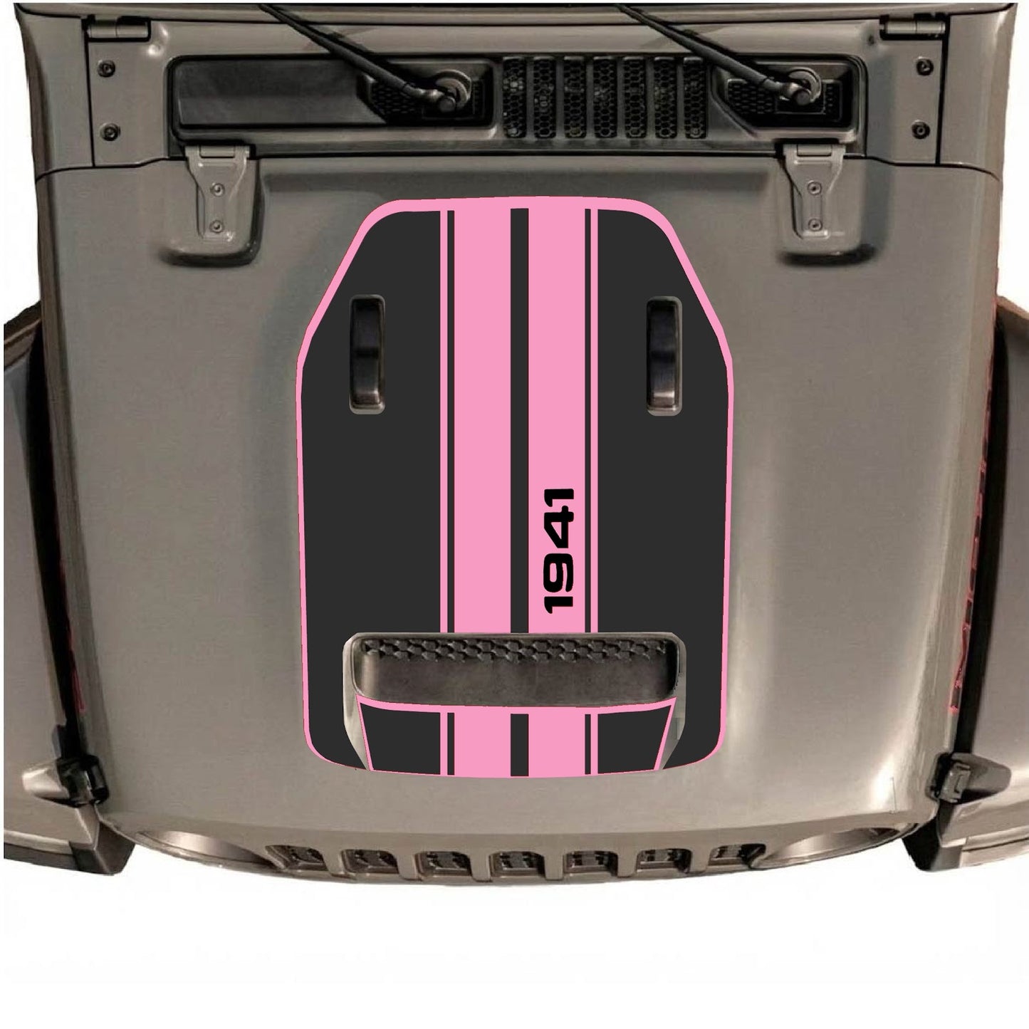 CarCode hood decal for Jeep Wrangler JL/JLU Rubicon 392 and JT Gladiator Mojave 2020-2026, style #07, applied on vehicle hood.