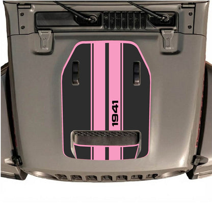 CarCode hood decal for Jeep Wrangler JL/JLU Rubicon 392 and JT Gladiator Mojave 2020-2026, style #07, applied on vehicle hood.