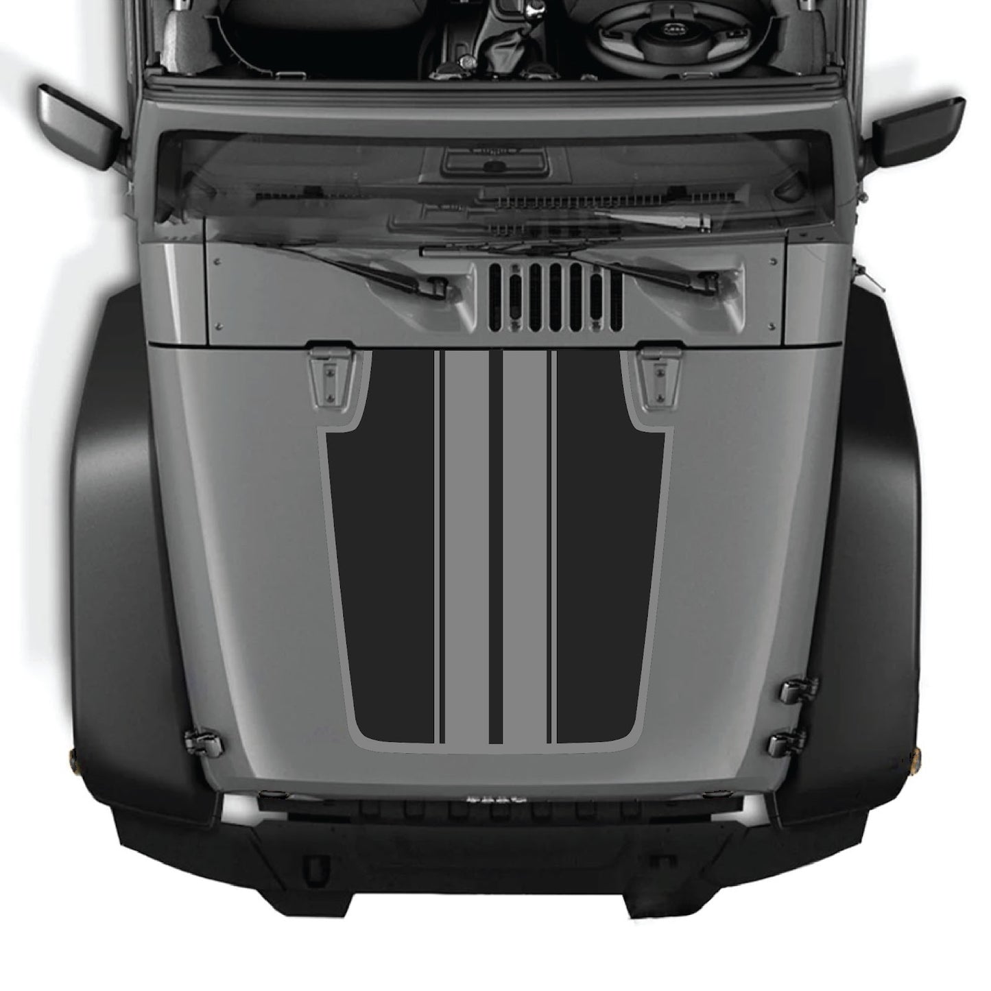 CarCode hood decal for Jeep Wrangler JK/JKU 2007-2018, Style #44, featuring a stylish graphic design on the vehicle's hood.