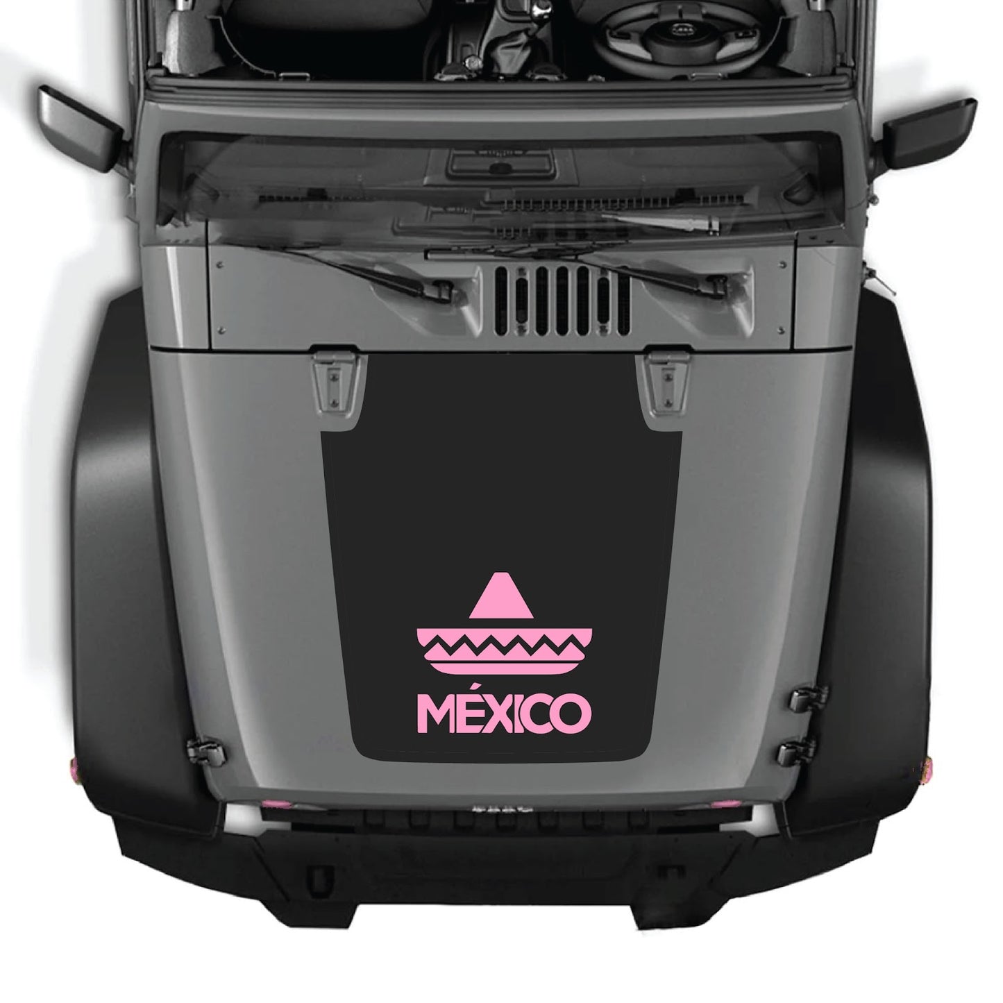 CarCode hood decal for Jeep Wrangler JK/JKU 2007-2018, style #33, with bold black and white graphic design on vehicle hood