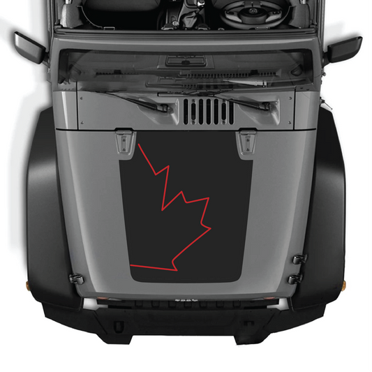 CarCode Jeep Wrangler JK/JKU hood decal, style #07, black graphic sticker for 2007-2018 Jeep Wrangler exterior decoration