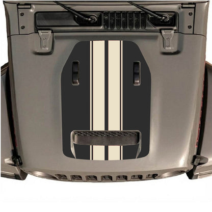 CarCode hood decal for Jeep Wrangler JL/JLU Rubicon 392 and JT Gladiator Mojave 2020-2026, style #12, shown on vehicle hood.