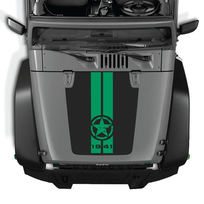 Jeep Wrangler JK/JKU hood decal by CarCode, style #62, featuring a bold design on the vehicle's hood.