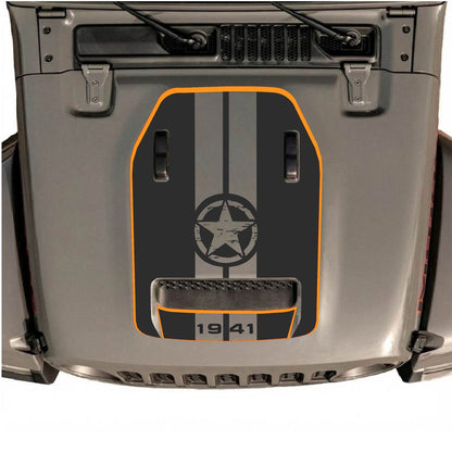 CarCode hood decal for Jeep Wrangler JL/JLU Rubicon 392 and JT Gladiator Mojave 2020-2026, style #70, shown on vehicle hood