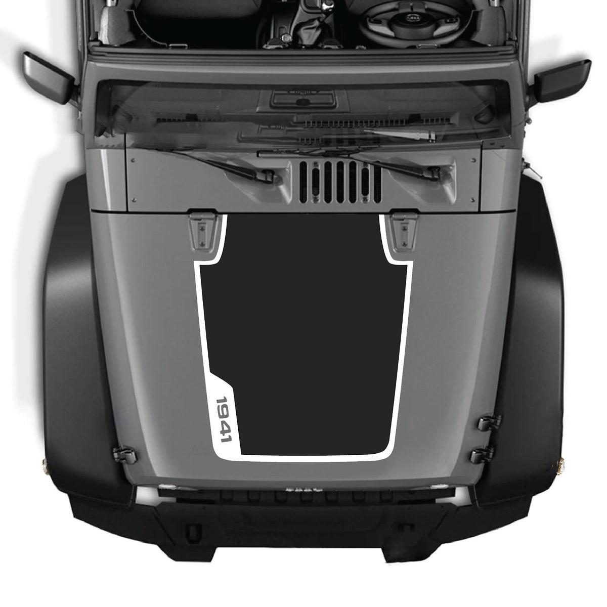 CarCode hood decal for Jeep Wrangler JK/JKU 2007-2018, style #86, applied to the vehicle's hood with a sleek design.