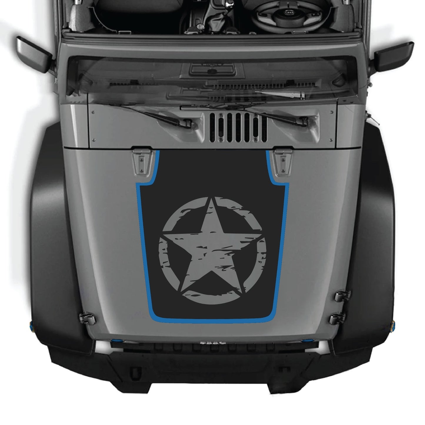 CarCode hood decal for Jeep Wrangler JK/JKU 2007-2018, style #78, featuring a bold, custom graphic design on the vehicle's hood.