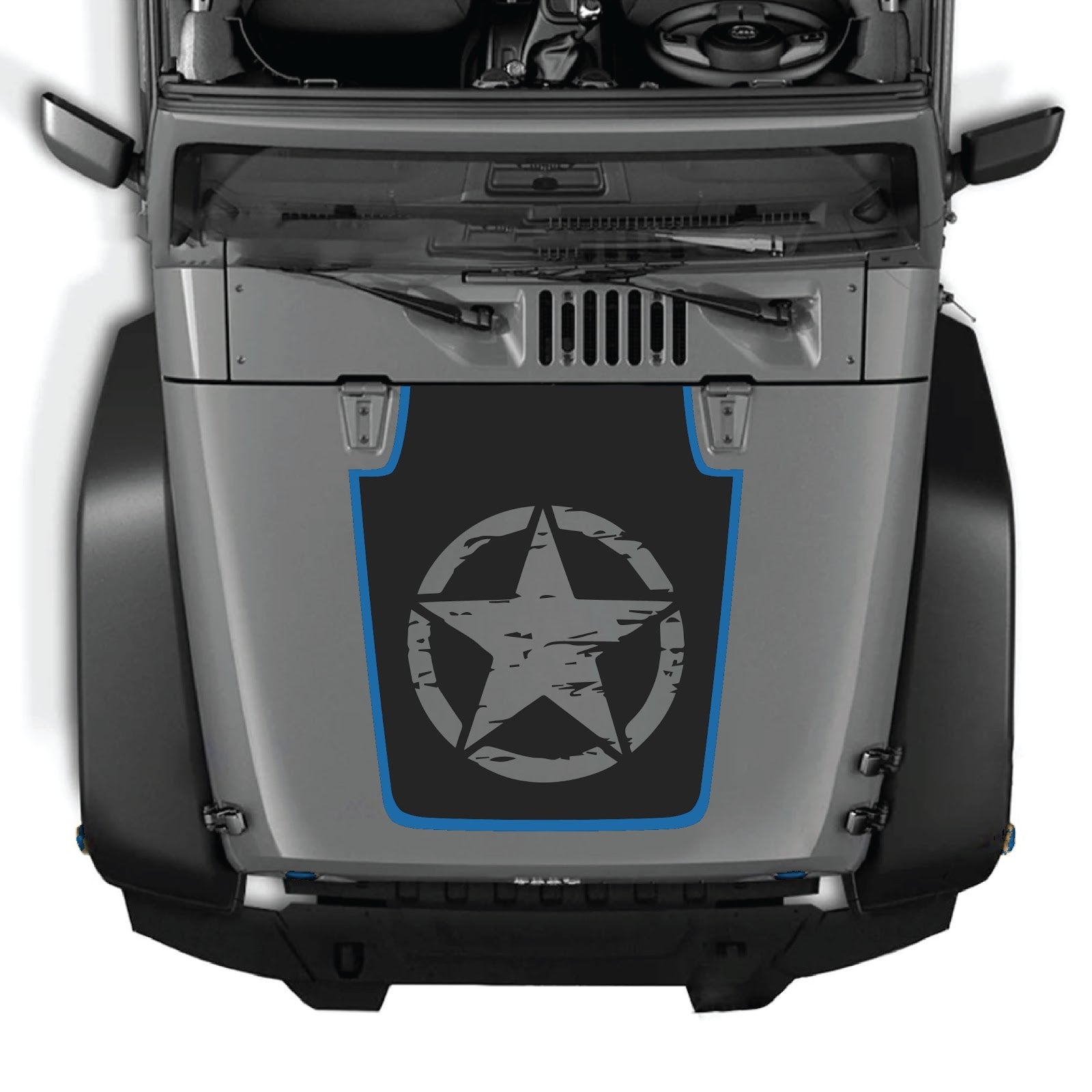 CarCode hood decal for Jeep Wrangler JK/JKU 2007-2018, style #78, featuring a bold, custom graphic design on the vehicle's hood.