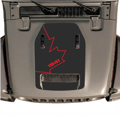 CarCode hood decal for Jeep Wrangler JL/JLU Rubicon 392 and JT Gladiator Mojave 2020-2026, style #26, shown on vehicle hood.