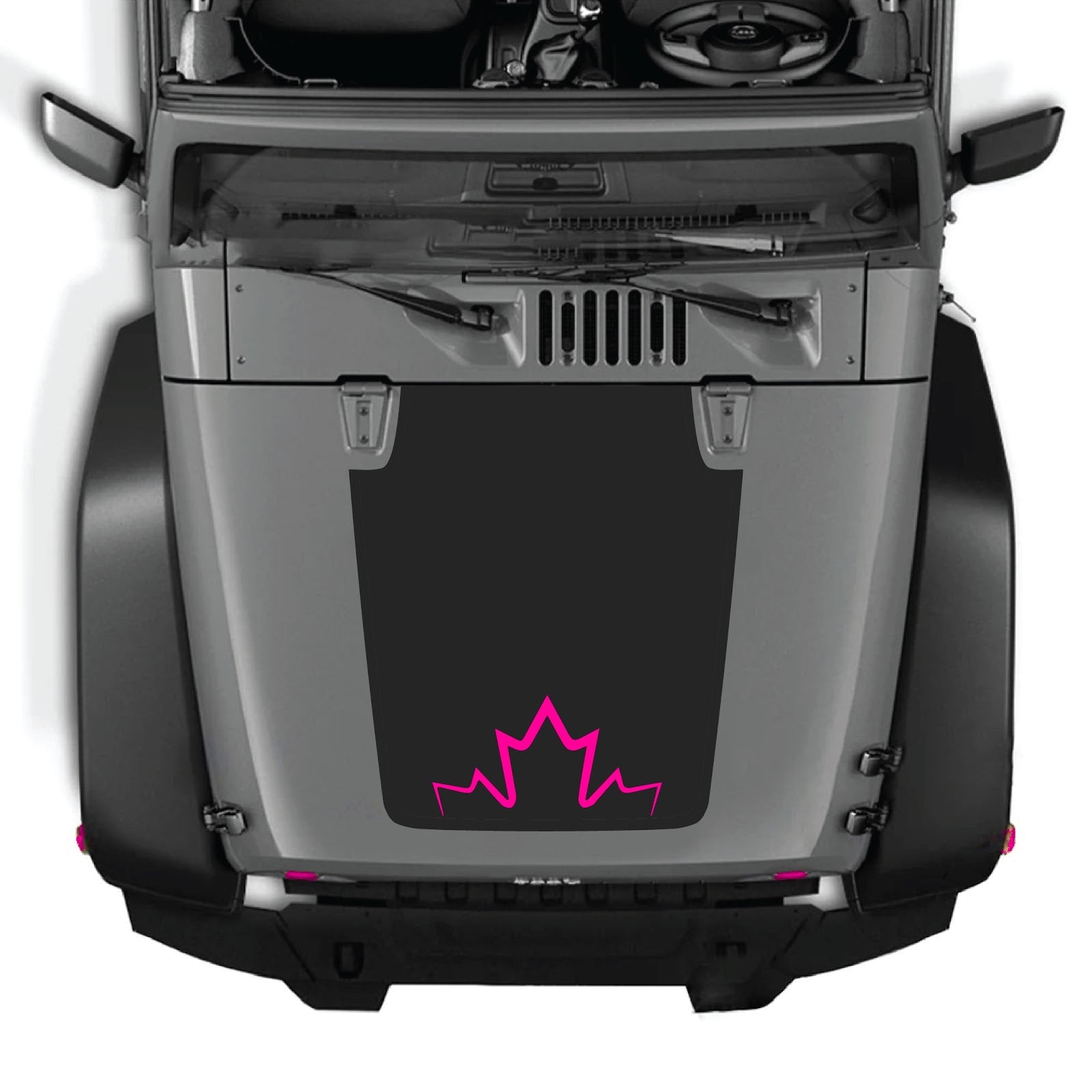 CarCode Jeep Wrangler JK/JKU hood decal Style #11 in black, featuring bold graphic design on the vehicle's hood.