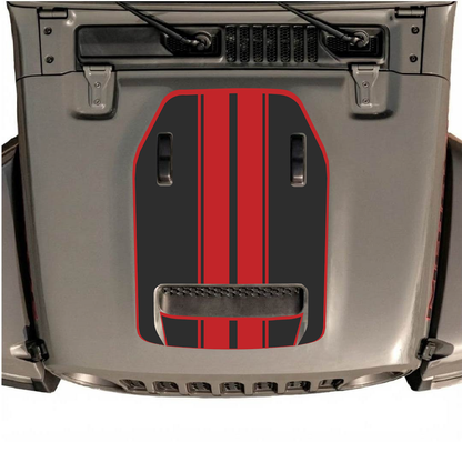 CarCode hood decal for Jeep Wrangler JL/JLU Rubicon 392 and JT Gladiator Mojave, style #11, shown on vehicle hood.