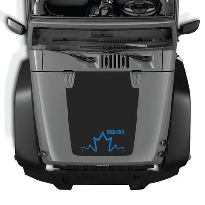 CarCode hood decal for Jeep Wrangler JK/JKU 2007-2018, style #12, shown on the vehicle's hood with bold design details.